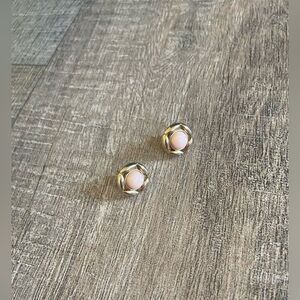 Women's vintage fashion jewelry gold and pink metal earrings, coquette, party